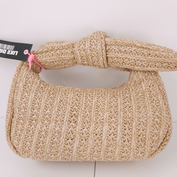 like dreams Handbags - Like Dreams Aimee Mini Natural Tan Straw Top Handle Handbag Zip Top NWT